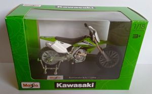 Maisto motorka na stojánku se zn. KAWASAKI - Kawasaki KX 250F 1:18 zelená