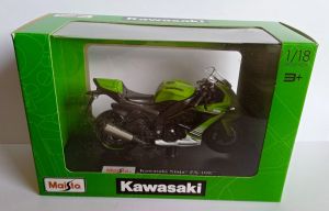 Maisto motorka na stojánku se zn. KAWASAKI - Kawasaki Ninja ZX-10R 1:18 zelená