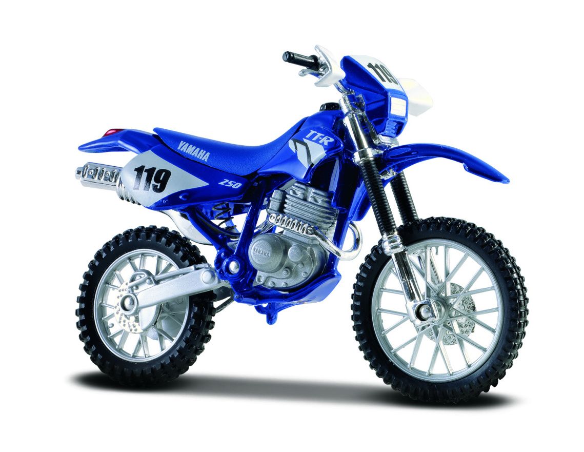 Maisto motorka na stojánku se zn. YAMAHA - Yamaha TT-R 250 1:18 modrá