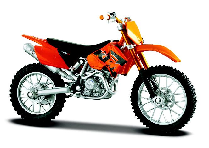Maisto motorka na stojánku se zn.KTM - KTM 520SX 1:18 oranžová