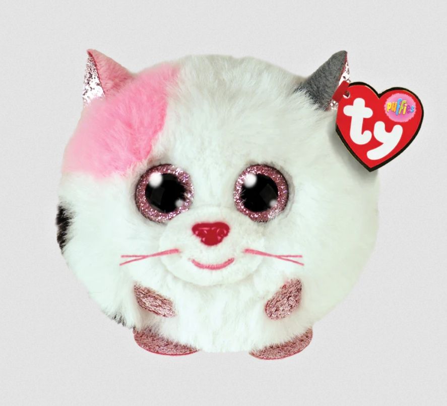 Plyšák TY - Puffies - plyšová zvířátka ve tvaru kuličky - bílá kočka Muffin 42509