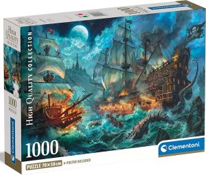 Puzzle Clementoni 1000 dílků  Compact - Pirátská bítva 39777