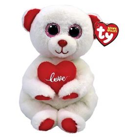 TY Beanie Babies   - Desi - bílý  medvídek se srdíčkem  41047 - 15 cm plyšák    