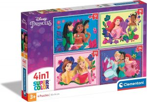 Clementoni puzzle 4v1 ( 12, 16, 20, 24 dílků ) -  Disney princezny 21517