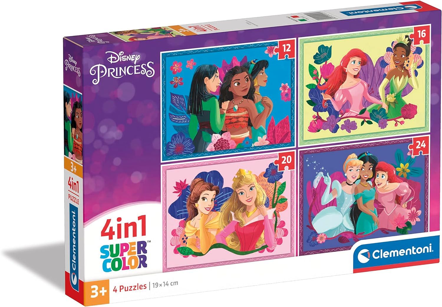 Clementoni puzzle 4v1 ( 12, 16, 20, 24 dílků ) - Disney princezny 21517
