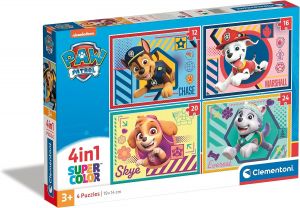 Clementoni puzzle 4v1 ( 12, 16, 20, 24 dílků ) -  Paw Patrol - Tlapková patrola 21526