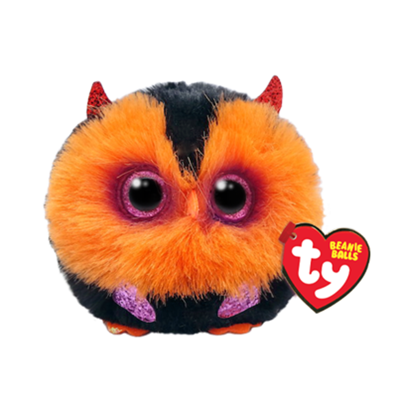 Plyšák TY - Puffies - plyšová zvířátka ve tvaru kuličky - Helovínská oranžová sova - Whodini - 42543