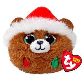 Plyšák TY - Puffies - plyšová zvířátka ve tvaru kuličky  - hnědý vánoční medvídek Pudding  42546