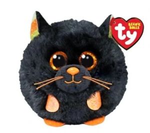 Plyšák TY - Puffies - plyšová zvířátka ve tvaru kuličky  - černá kočka - Mystic 42544