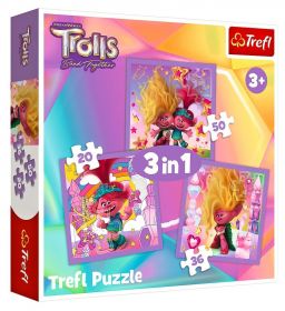 Puzzle   Trefl  3v1 - 20, 36 a 50 dílků  - Trolové 34870