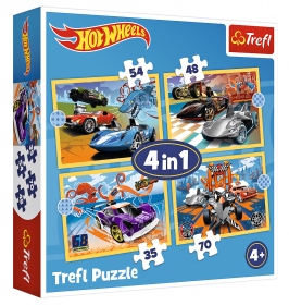 Trefl Puzzle  4v1   35 48 54 70 dílků  - Hot Wheels 34627