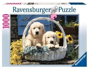 1000 dílků  - Košík se štěňátky  -   puzzle Ravensburger 