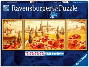 1000 dílků - Triptych - Máky v Toskánsku  -   puzzle Ravensburger 199945