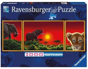 1000 dílků - Triptych - Srdce Afriky -   puzzle Ravensburger 199914