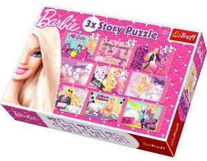 Puzzle  Trefl  3 x Story -  Barbie -   390  dílků   Dlouhý příběh
